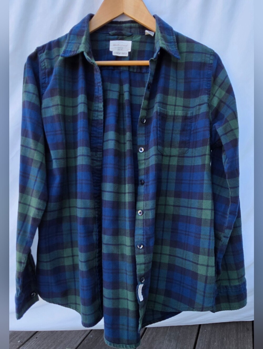 Weatherproof Vintage Comfort Stretch Medium Women's Blue & Green Flannel Shirt
